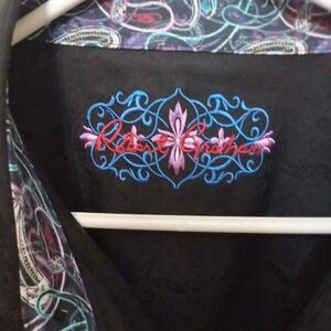 Robert Graham Black Textured XL Long Sleeve Shirt 100% Cotton